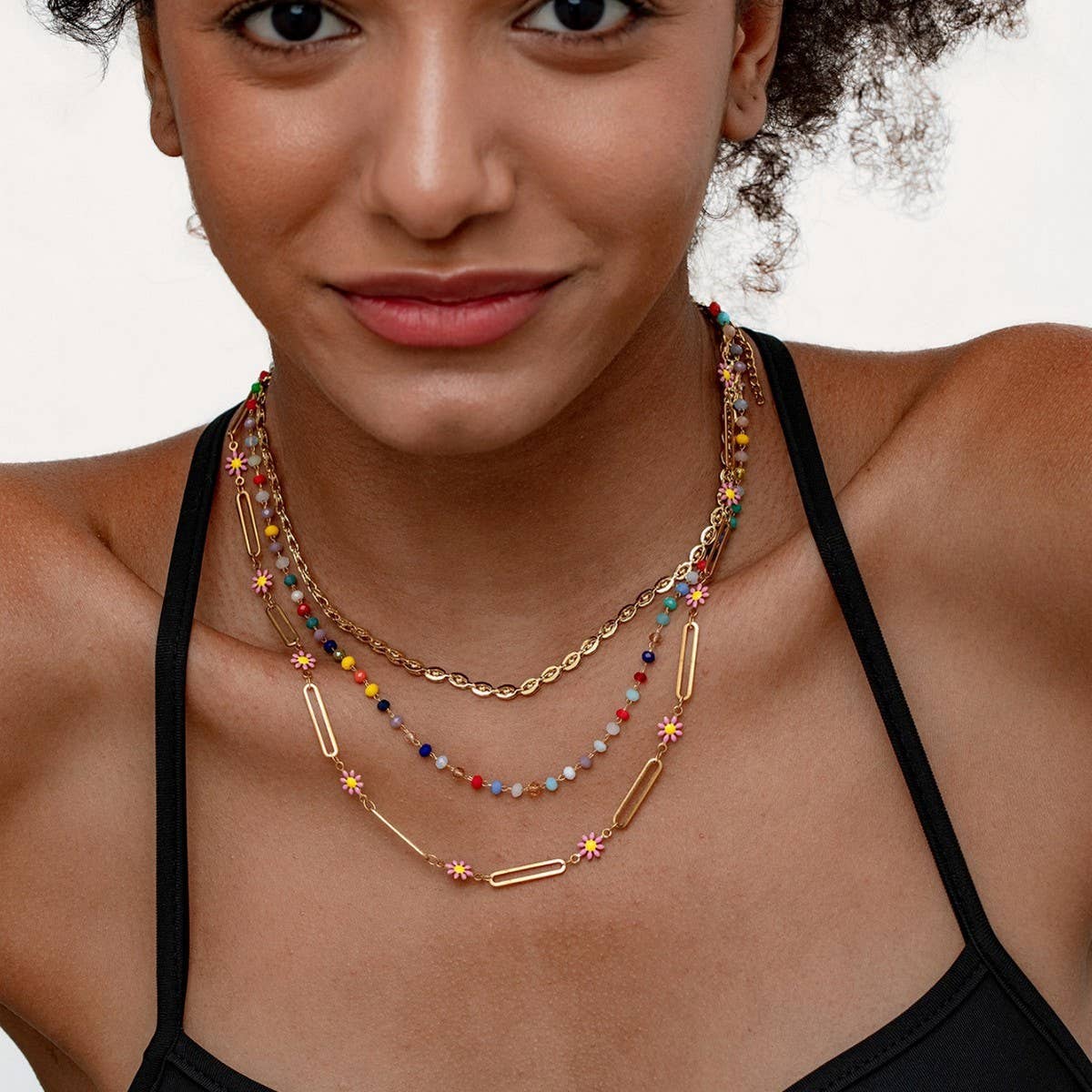 COLLARBONE METAL COLORED MULTI-LAYER NECKLACE