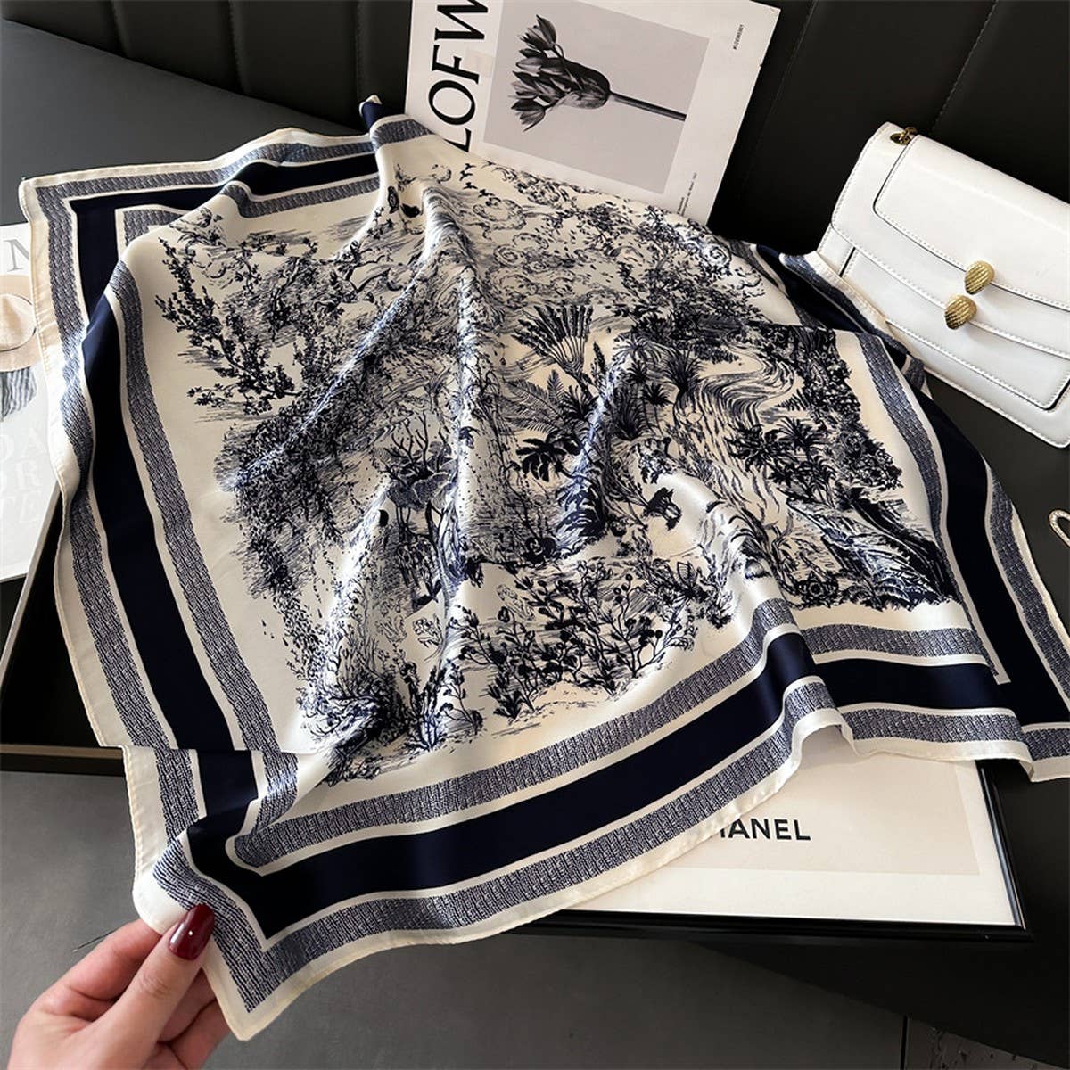 Lightweight Satin Square Scarf for Neck or Bag