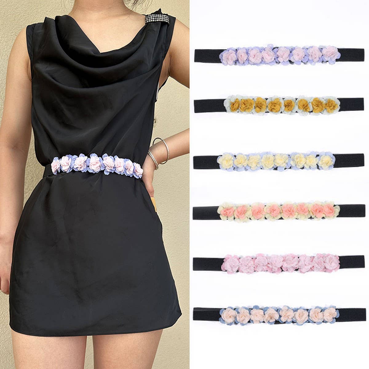 Floral Elastic Waist Belt  Stylish Cincher