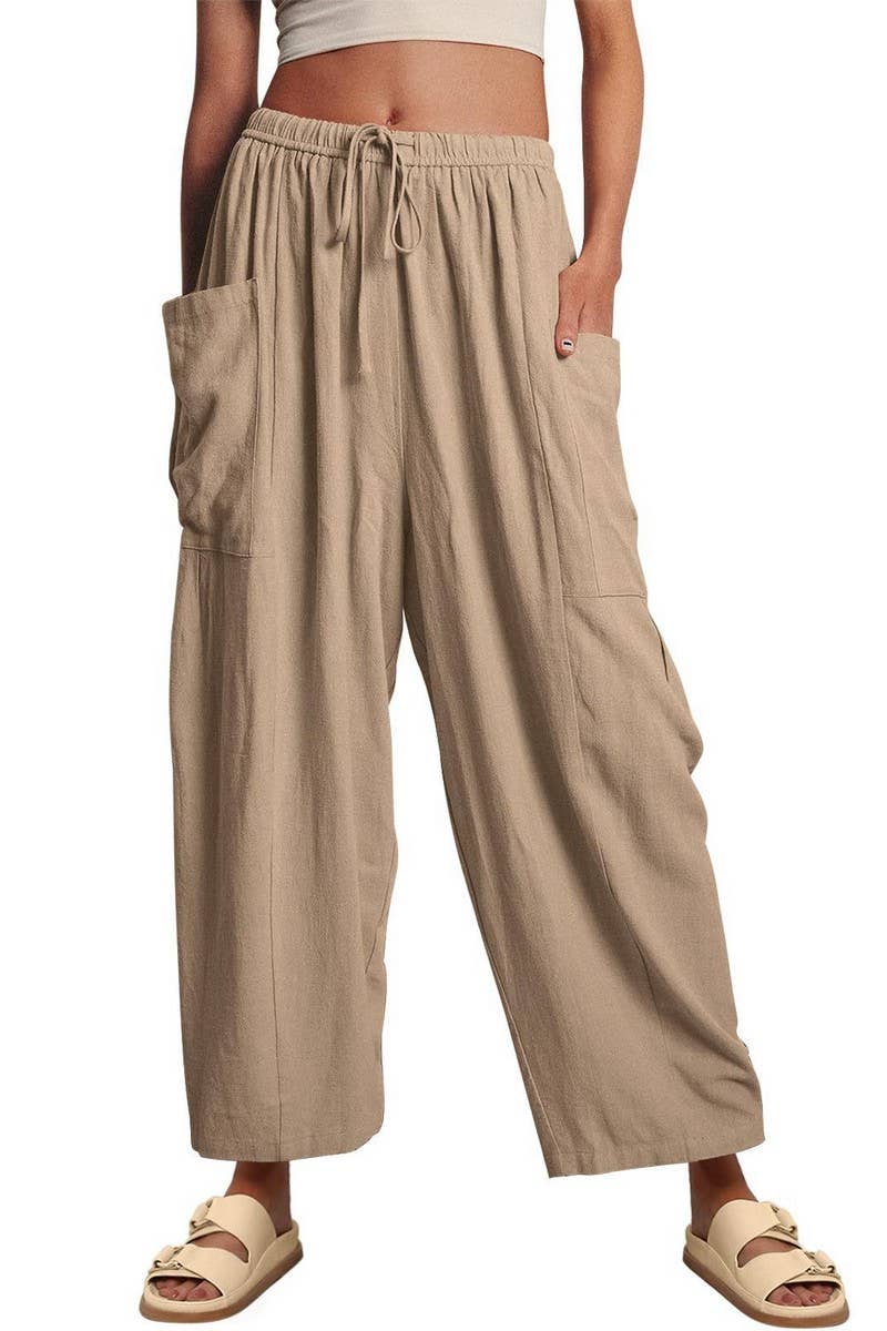 CWBLP0709_LOOSE CASUAL COTTON AND LINEN TROUSERS