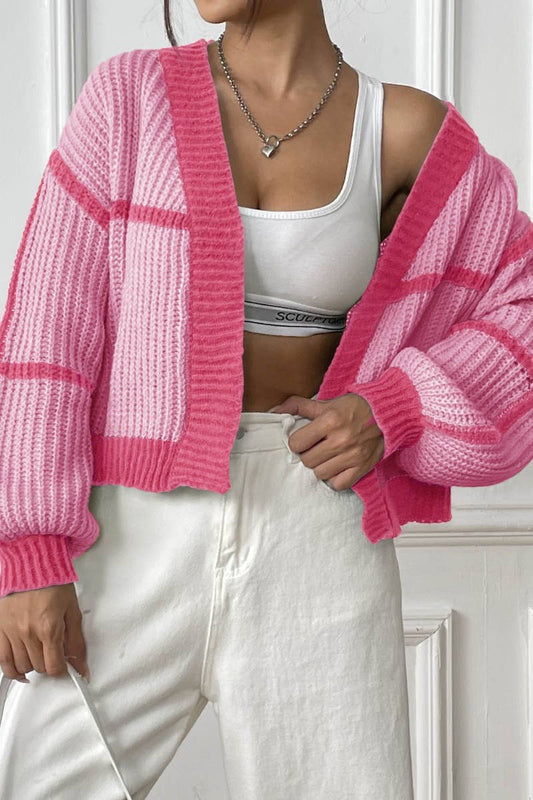 CWOCAL2204_COLOR CONTRAST LONG-SLEEVED LOOSE CARDIGAN