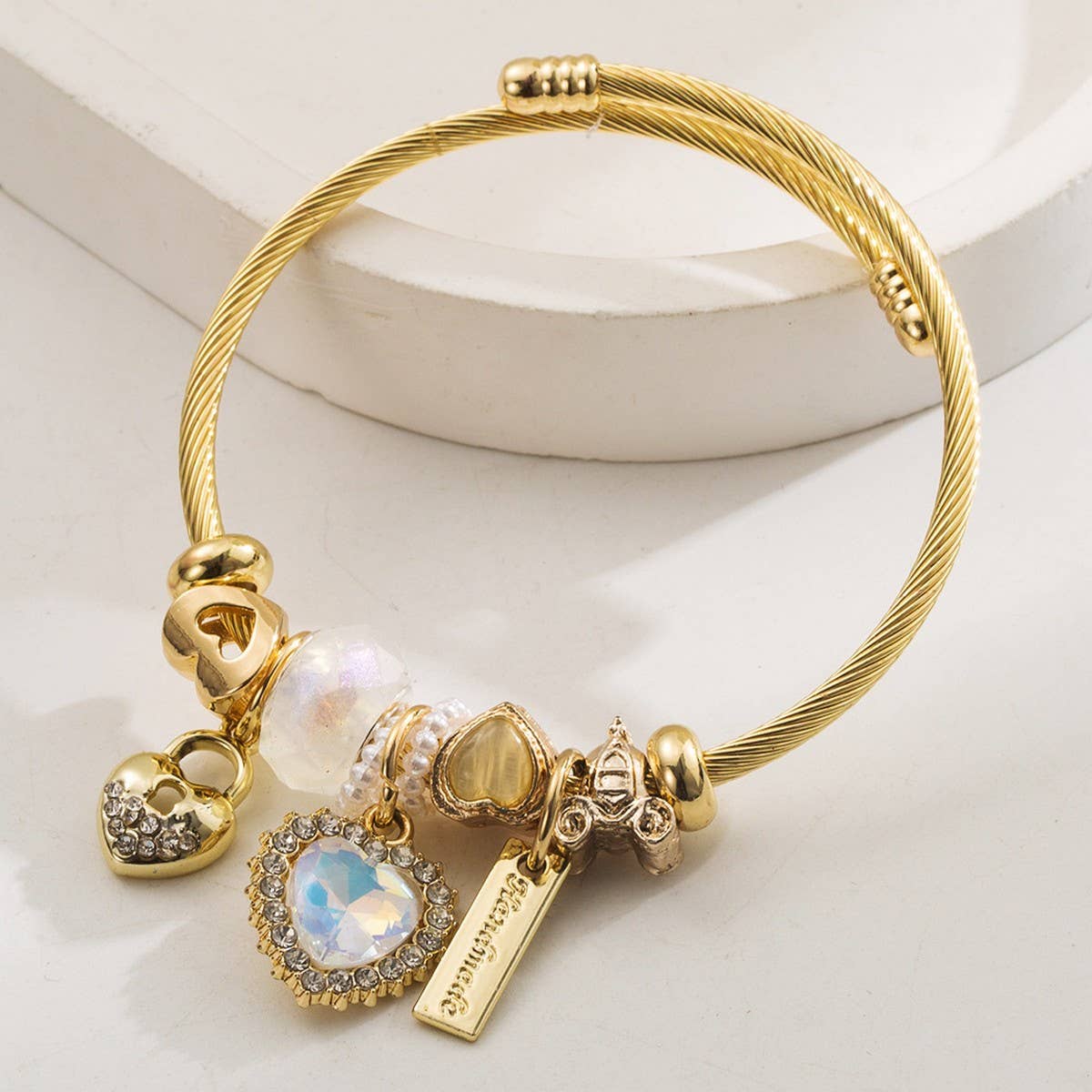 Minimalist Crystal Heart Beaded Couple Bracelet