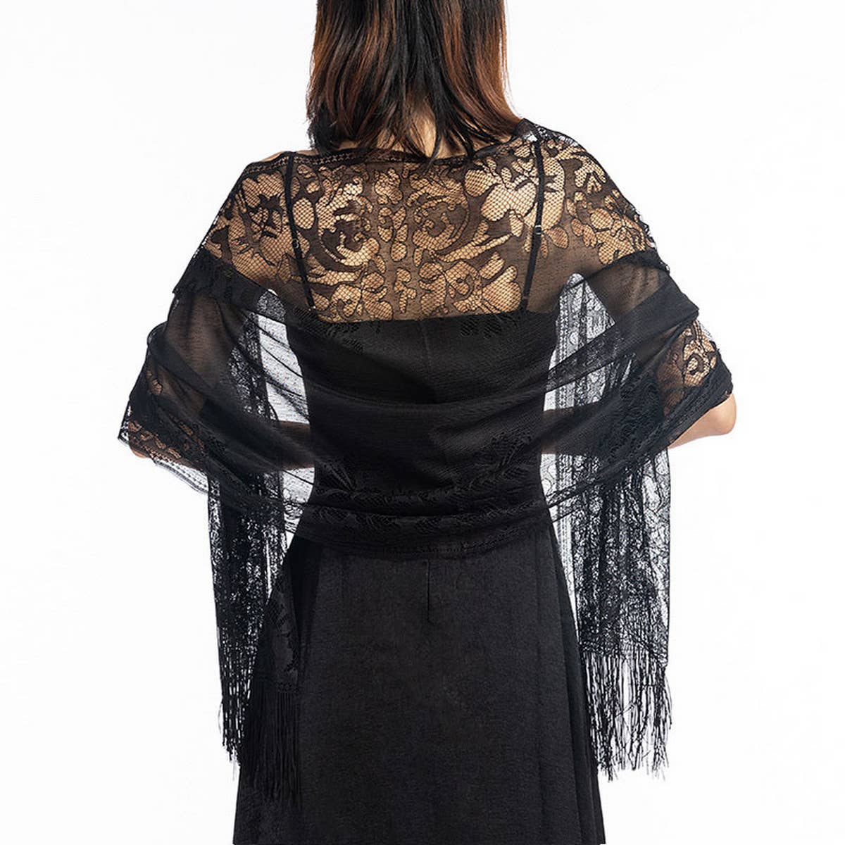 FASHIONABLE EVENING HOLLOW LACE SHAWL