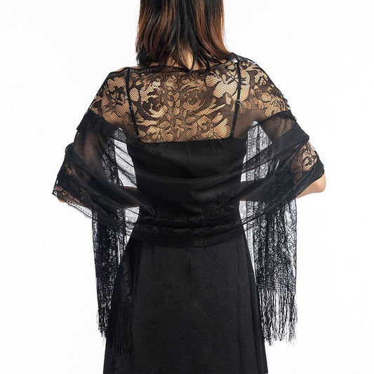 FASHIONABLE EVENING HOLLOW LACE SHAWL
