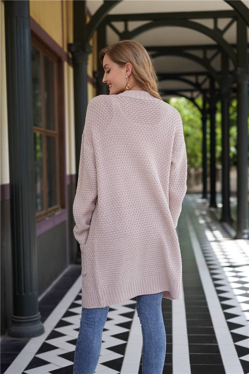 KNIT CARDIGAN TWISTED ROPE KNIT SWEATER