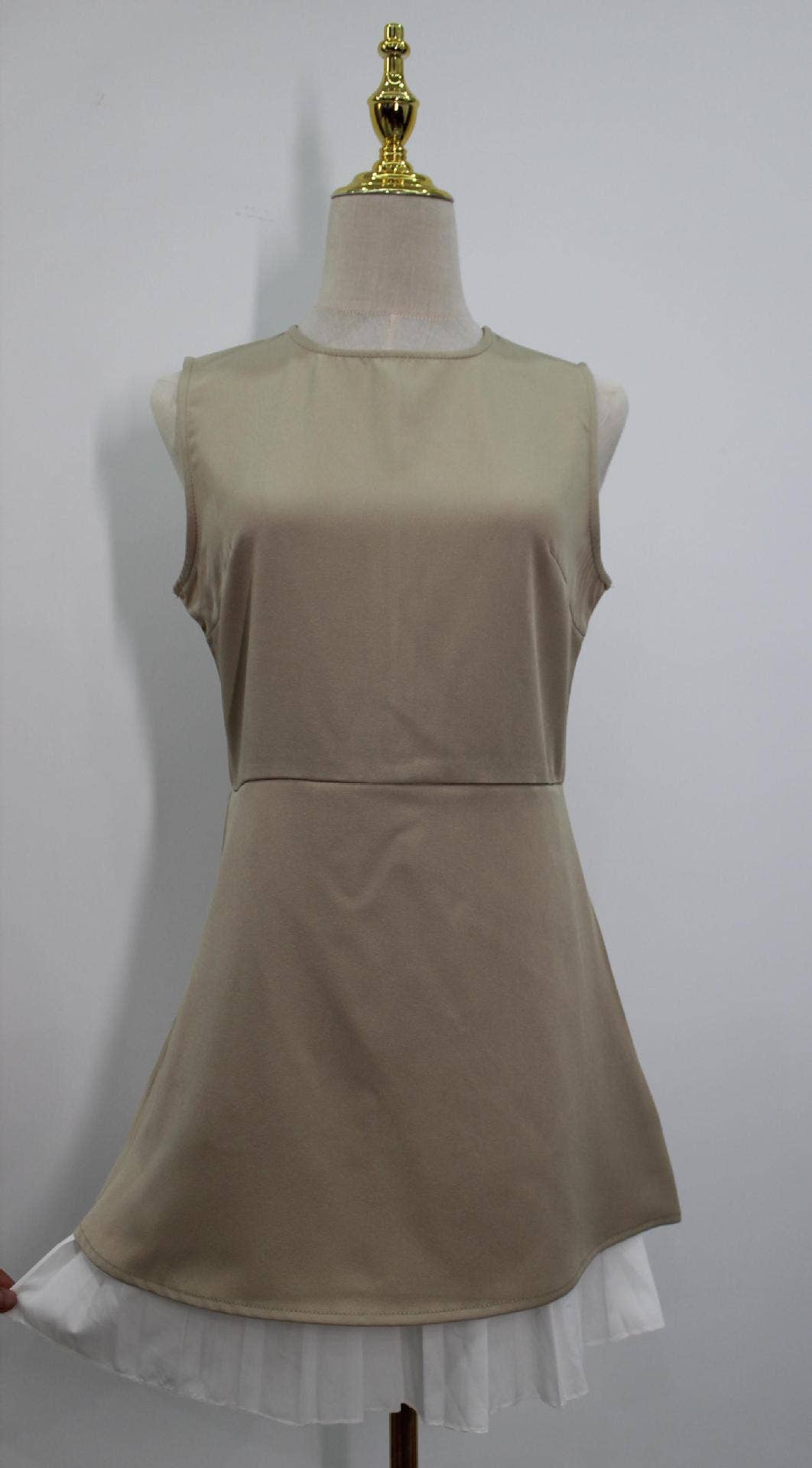 PERSONALIZED PATCHWORK PLEATED HEM SHORT DRESS