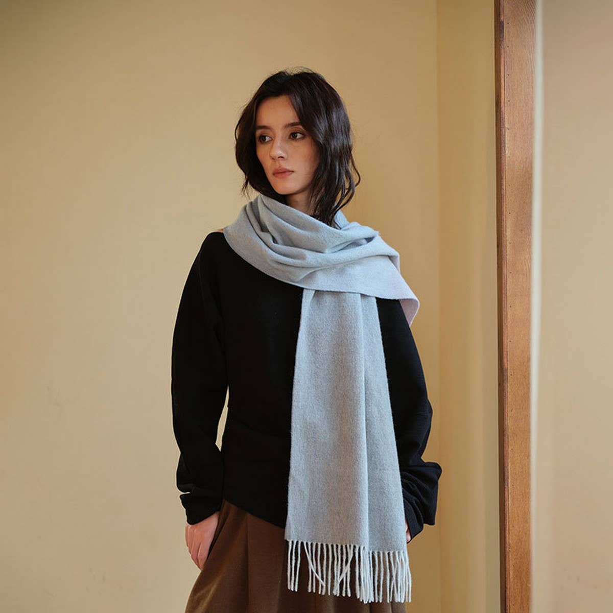 Pink Gradient Wool Scarf - Warm Reversible Winter_CWASC2376