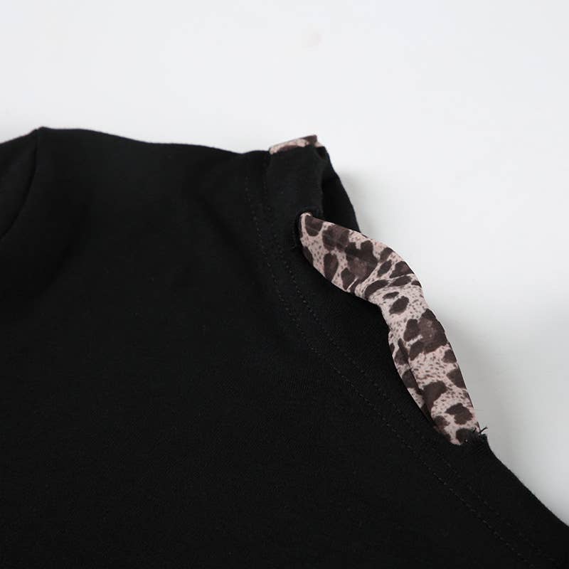 LEOPARD-PRINT LACE-UP WITH DIAGONAL SHOULDER BASE