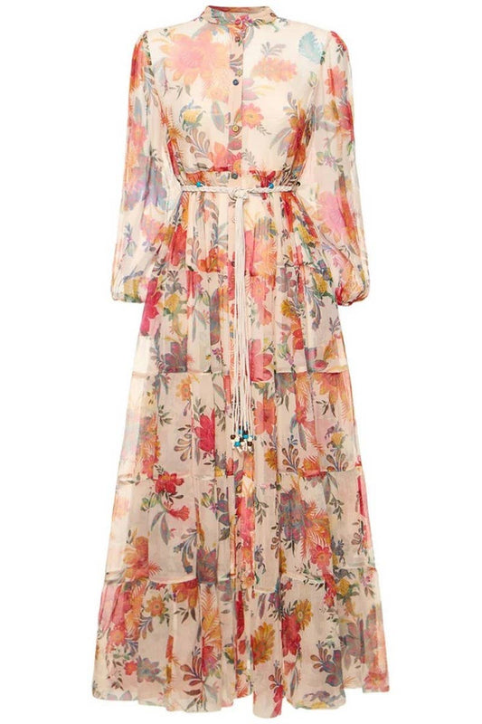 CWDMD5748_FASHION PRINTED CASUAL LACE-UP DRESS