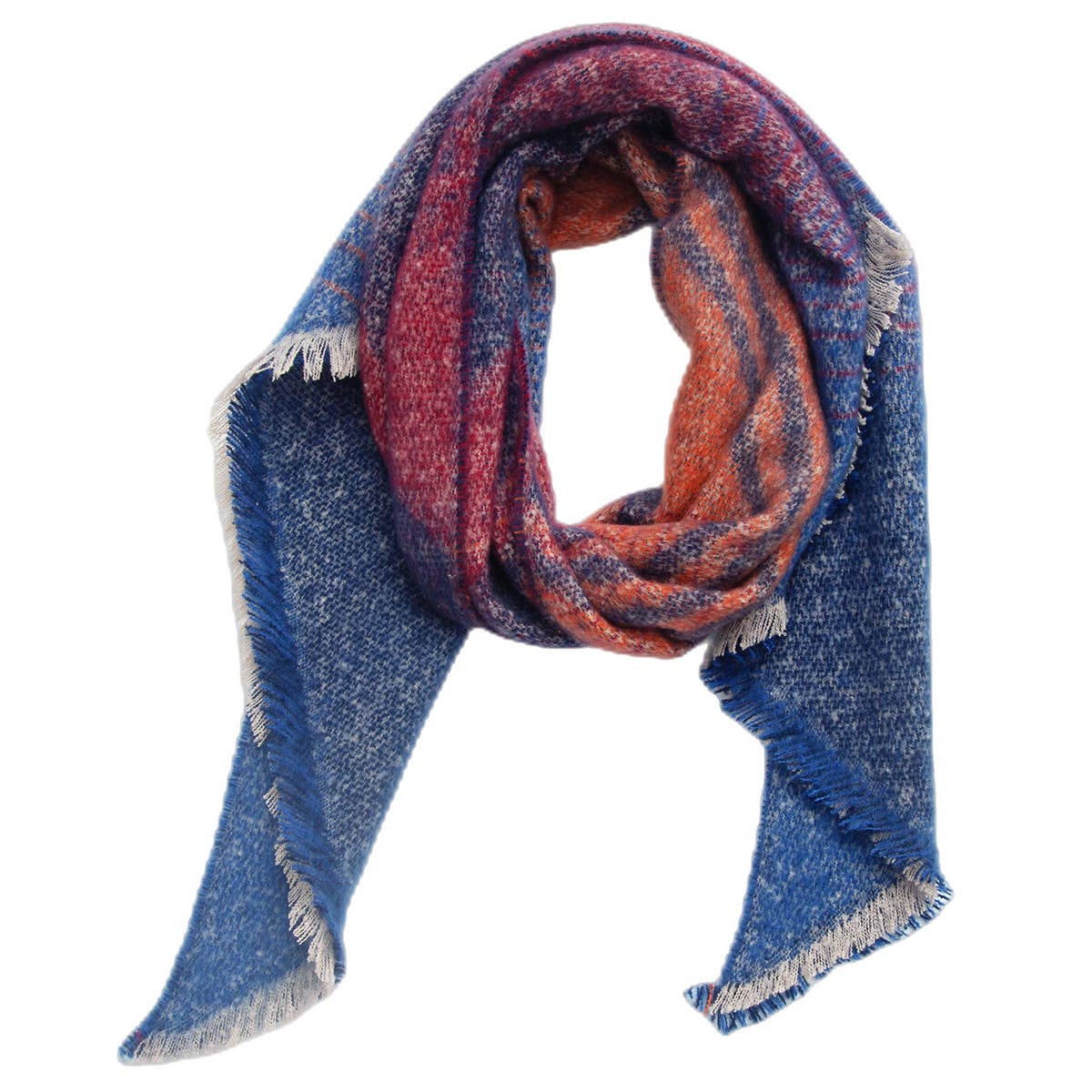 Striped Fuzzy Shawl - Thick Winter Wrap for Women_CWASC0120