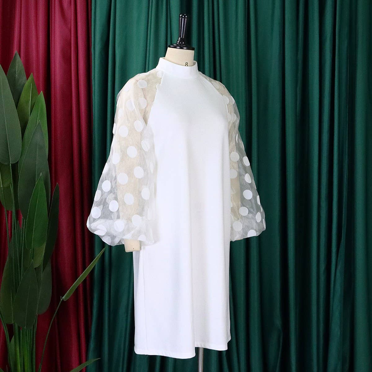 FASHION LOOSE MESH STITCHING LARGE SIZE DRESS_CWDSD6142