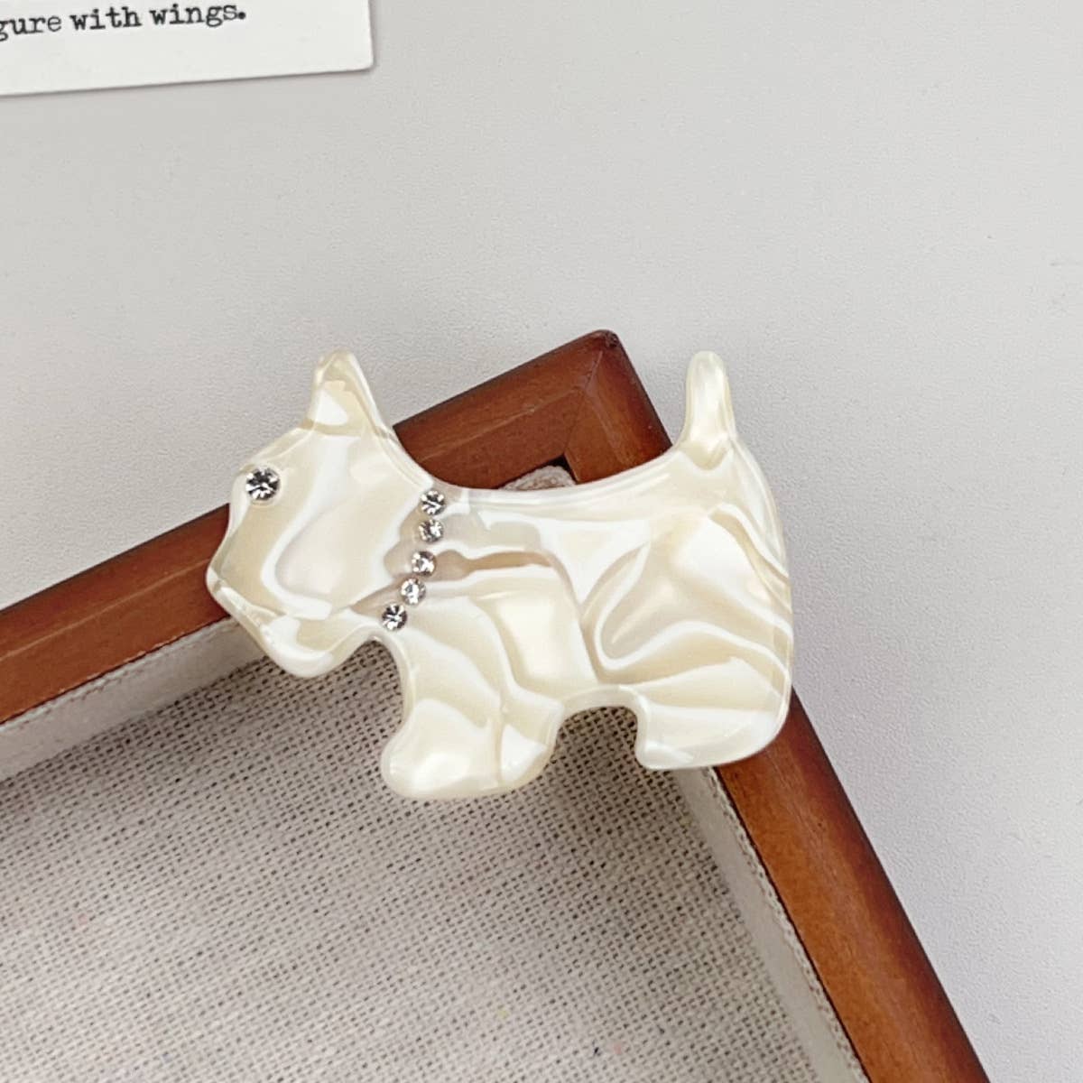 French vintage diamond-encrusted puppy hair clip