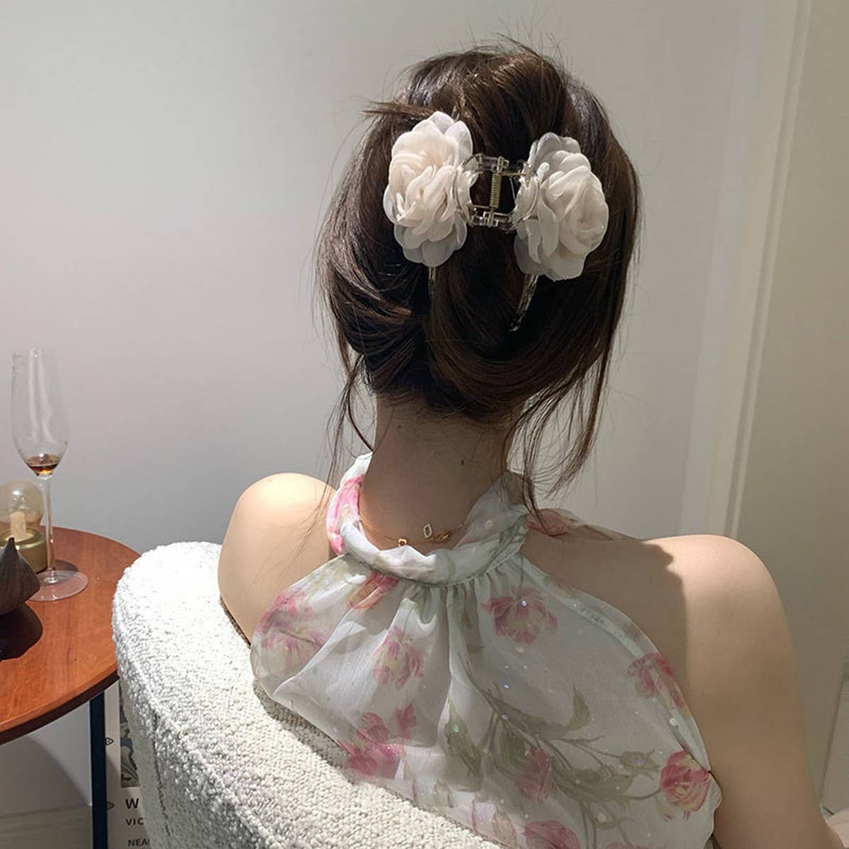 Camellia Hair Claw, Elegant Bun Clip for Back Hair_CWAHA4686