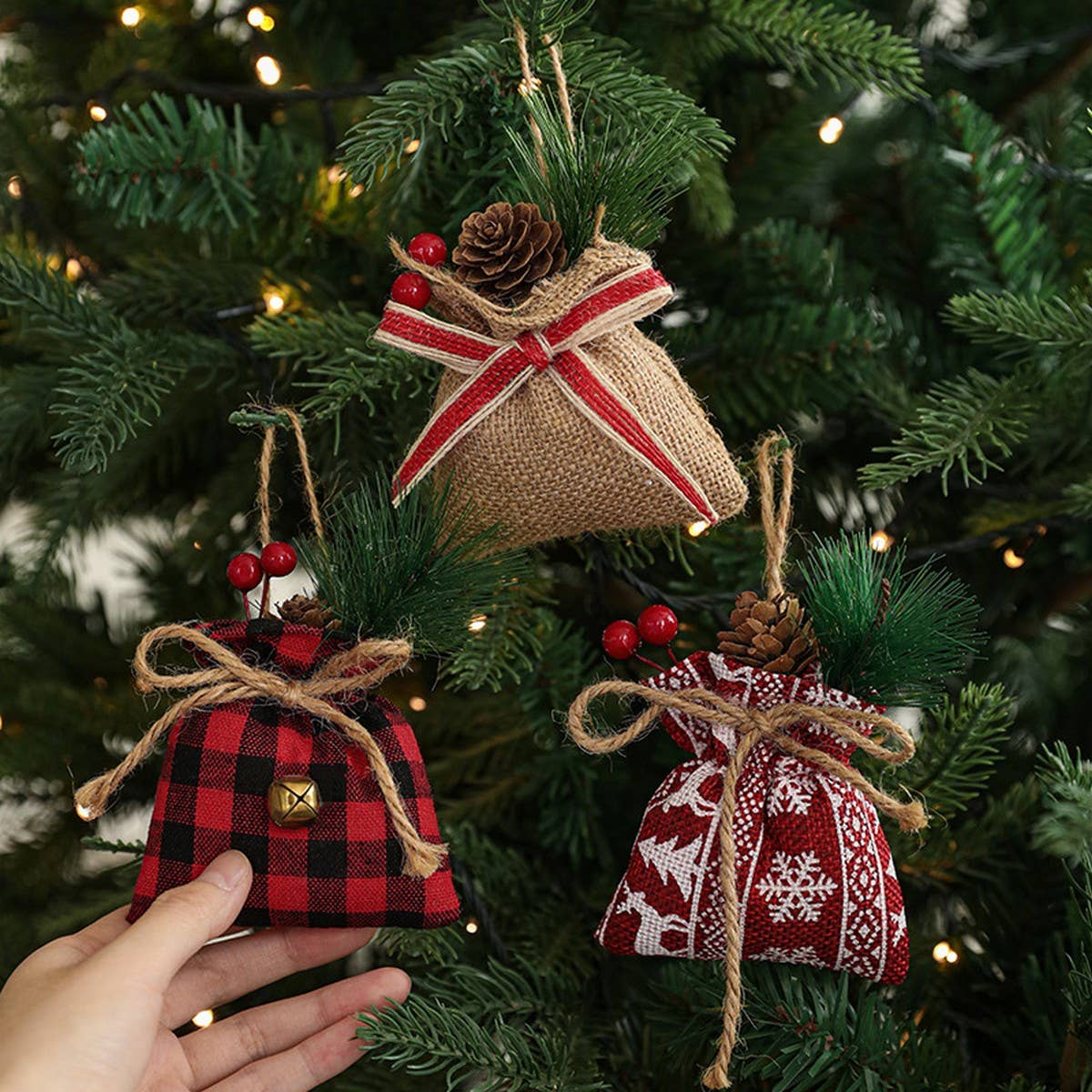 Christmas Lucky Bag Burlap Tree Hanging Decor