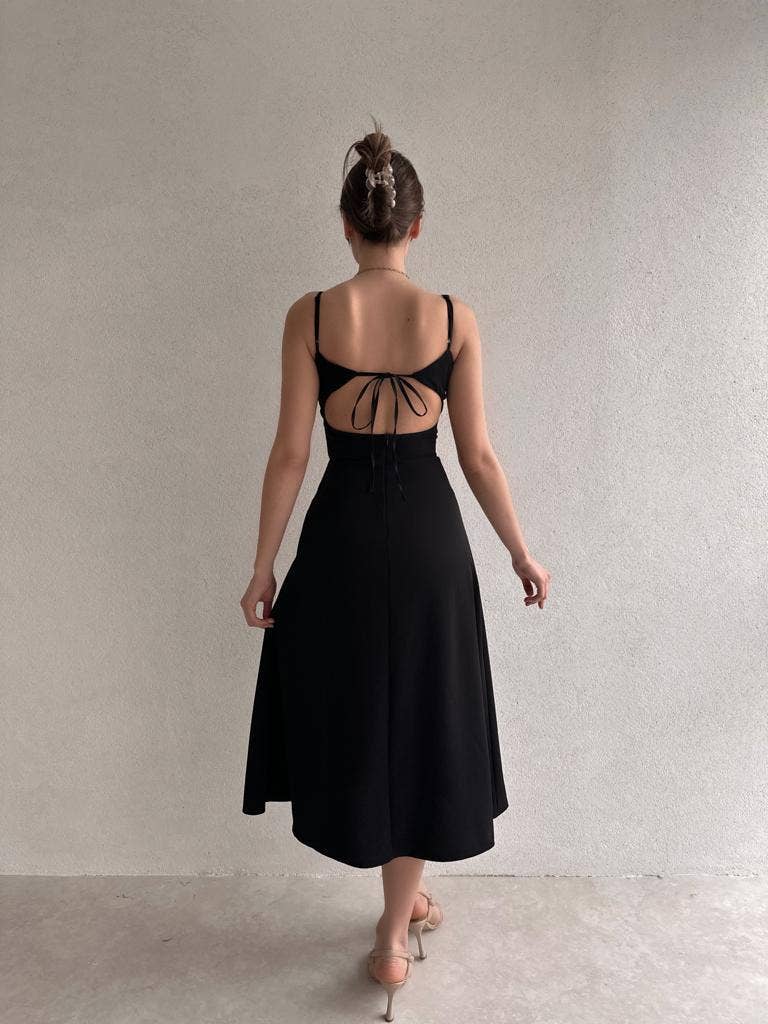 TRENDSET WAIST HIGH SPLIT HALTER DRESS