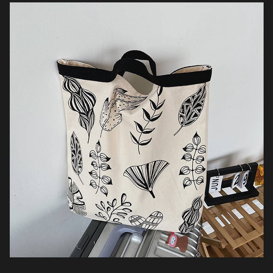 LETTER EMBROIDERED LARGE CAPACITY CANVAS TOTE BAG_CWAB1682