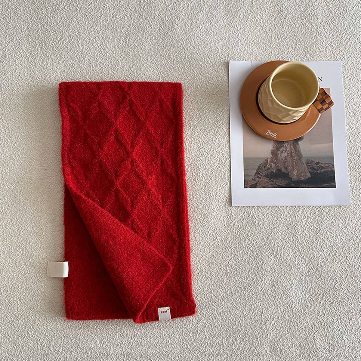 Retro Knit Scarf ??Wool Blend Reversible Wrap_CWASC2355