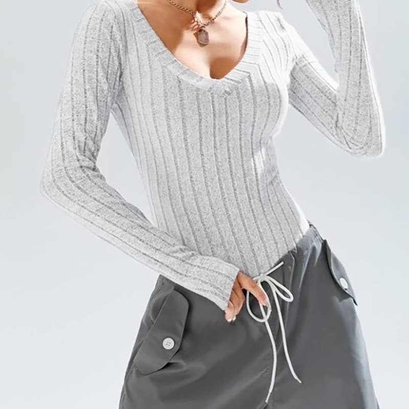 SLIMMING KNIT V-NECK BODYSUIT TIGHTS