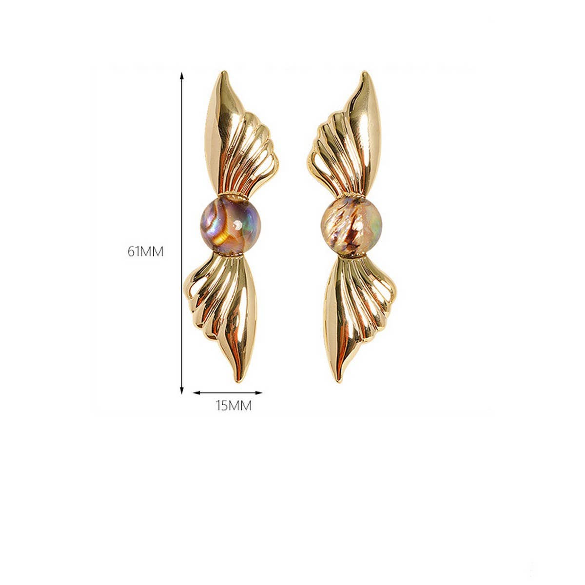 ANGEL'S WINGS ABALONE SILVER NEEDLE EARRINGS_CWMM4337