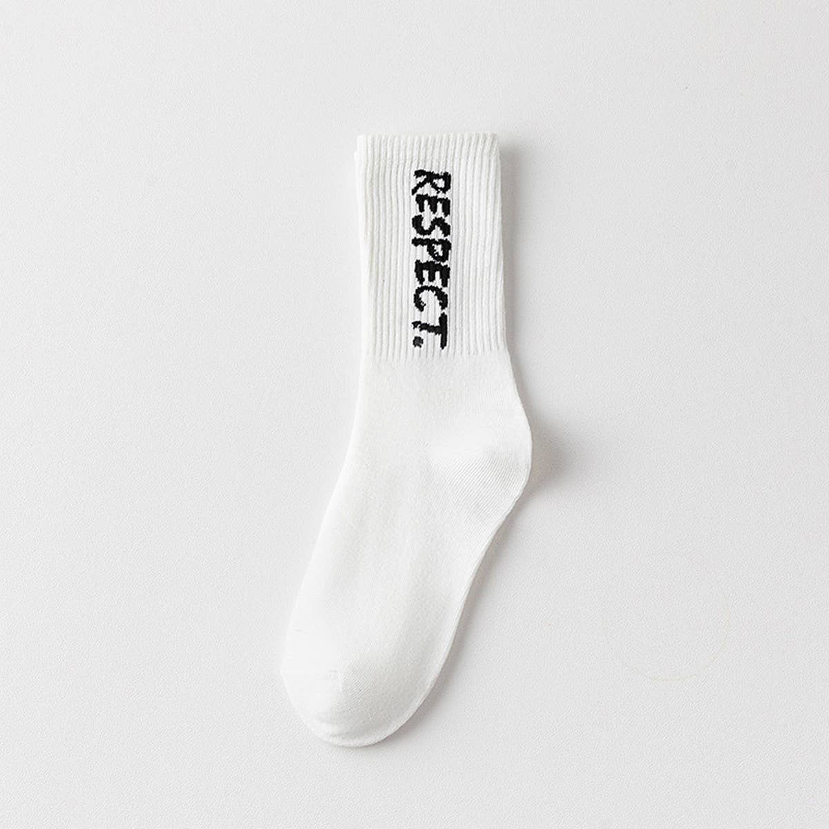 CWMS02737_UNISEX ATHLETIC CREW SOCKS BLACK WHITE