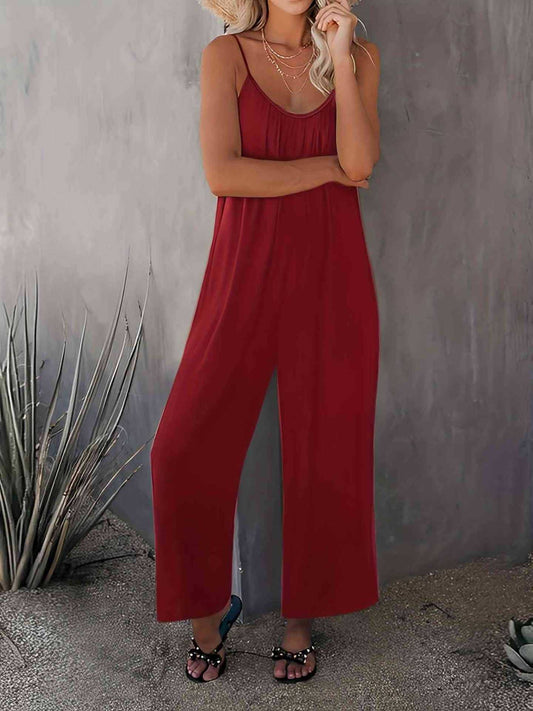 Baggy solid color straight-leg rompers Jumpsuit
