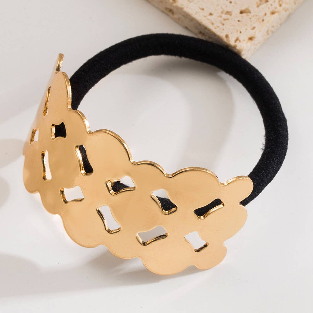Brushed Metal Hollow Low Ponytail Hair Tie_CWAHA6252