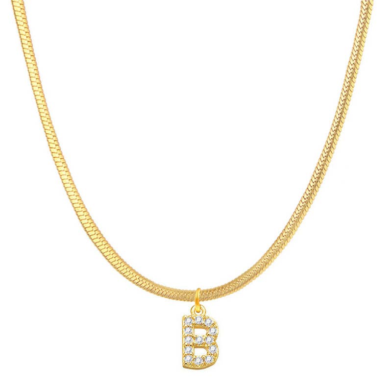 Titanium steel snake bone lock zircon pendant