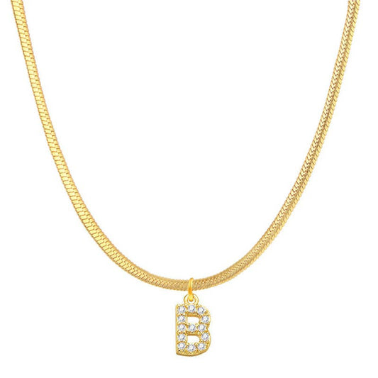 Titanium steel snake bone lock zircon pendant