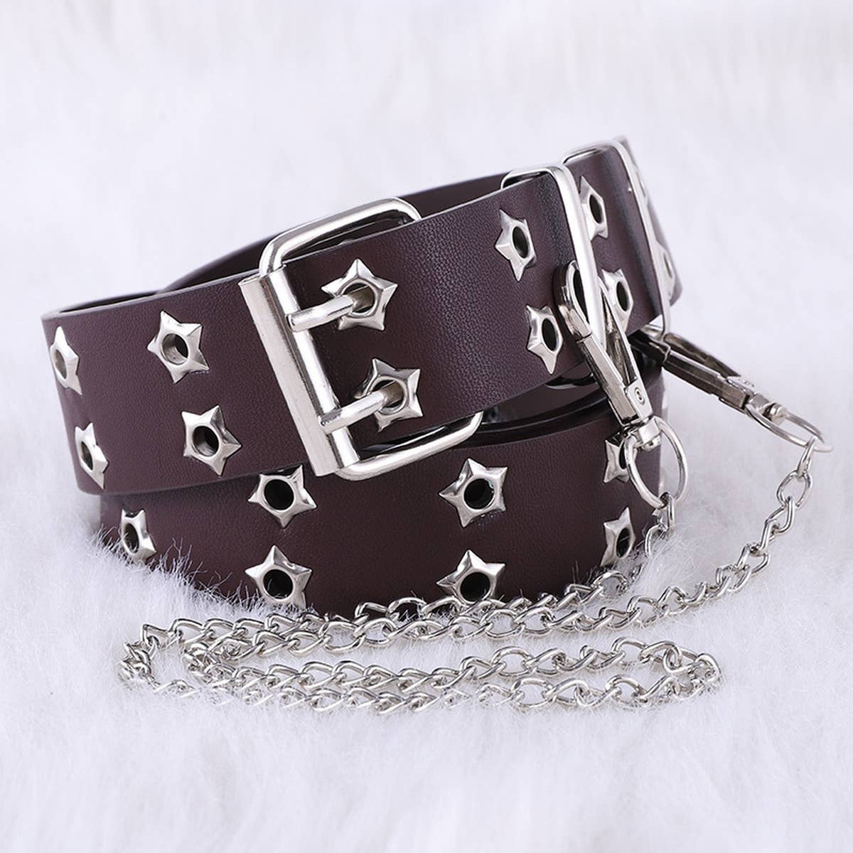 CWABE0871_DOUBLE ROW STAR EYELET HOLLOW PUNK BELT