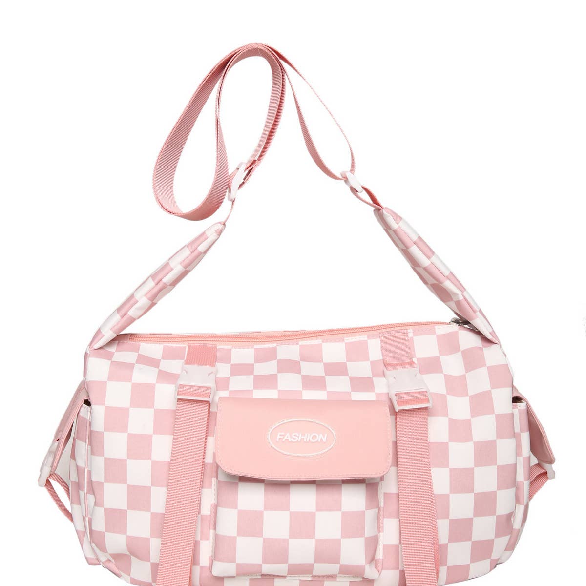 PLAID LARGE CAPACITY SHOULDER CANVAS BAG_CWAB1600