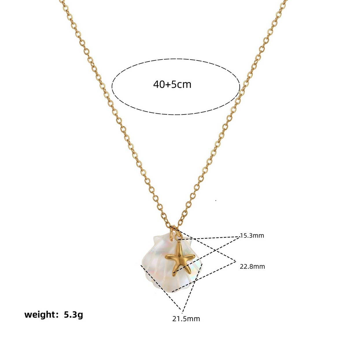 SUMMER STARFISH SHELL STAINLESS STEEL NECKLACE_CWMM3745