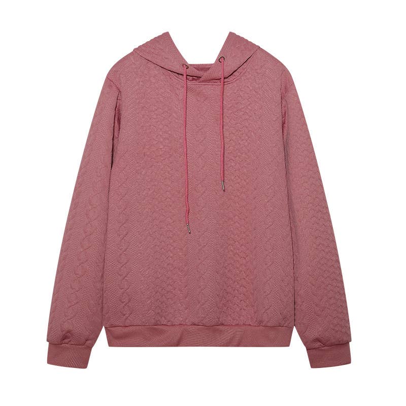 Jacquard laced long-sleeved hooded sweatshirt