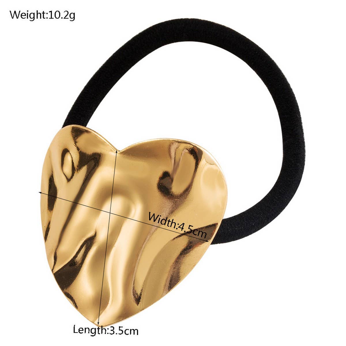 Minimalist Metal Hair Tie with Heart & Circle