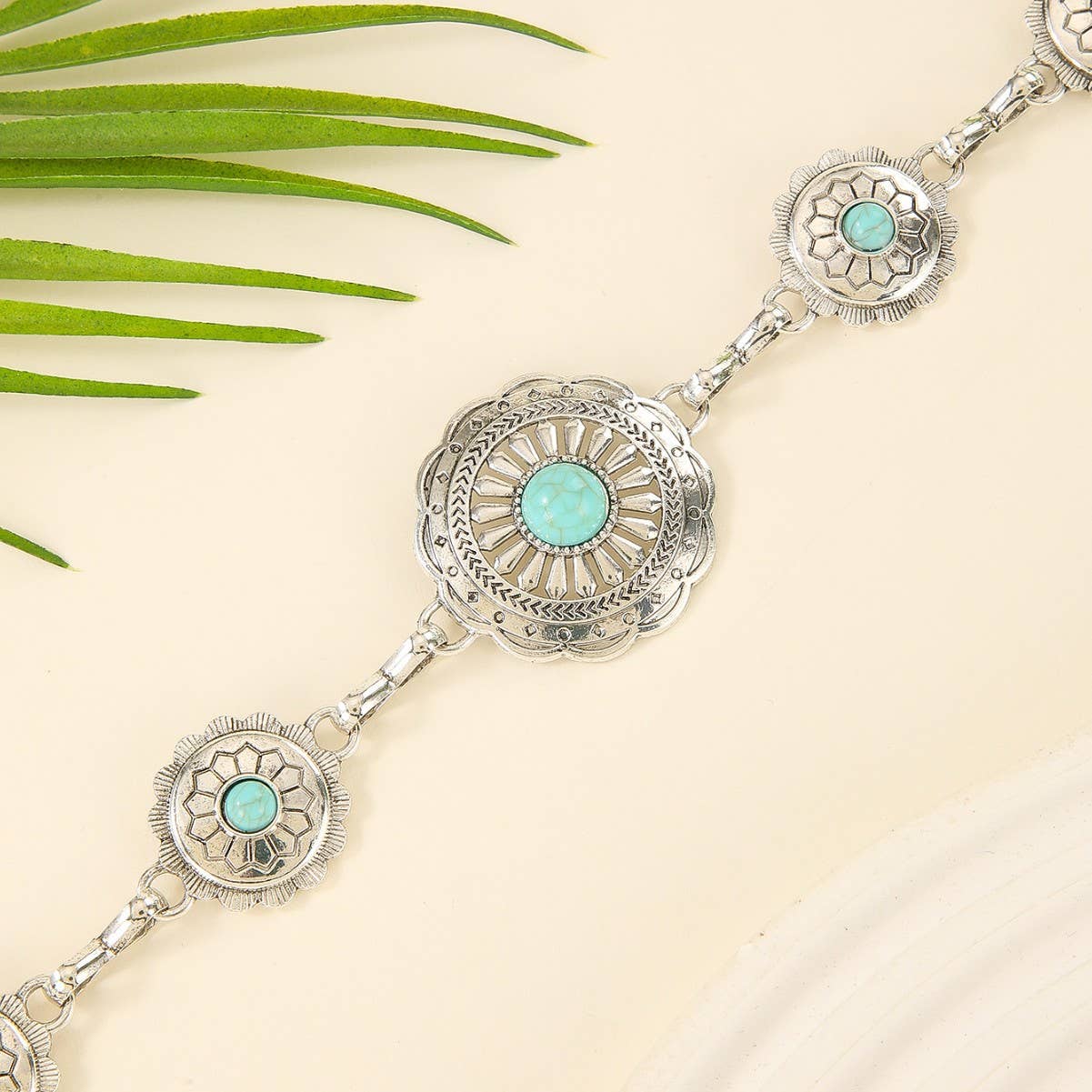 Bohemian ethnic style metal patterned waist chain