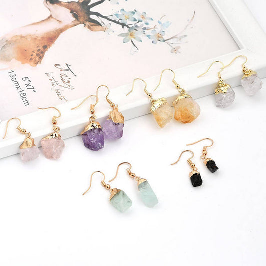 NATURAL CRYSTAL PENDANT EARRINGS