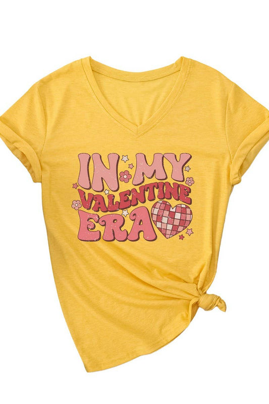 LETTER PRINTED V NECK SHORT SLEEVED T SHIRT_CWTTS0713