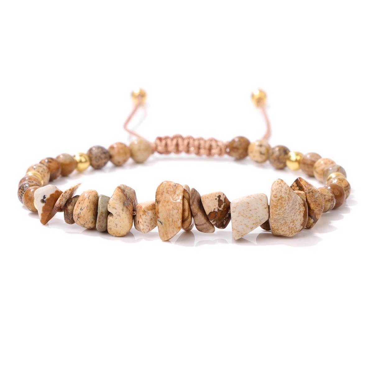 CWAJE4216_NATURAL STONE BEADS BRAIDED GRAVEL BRACELET