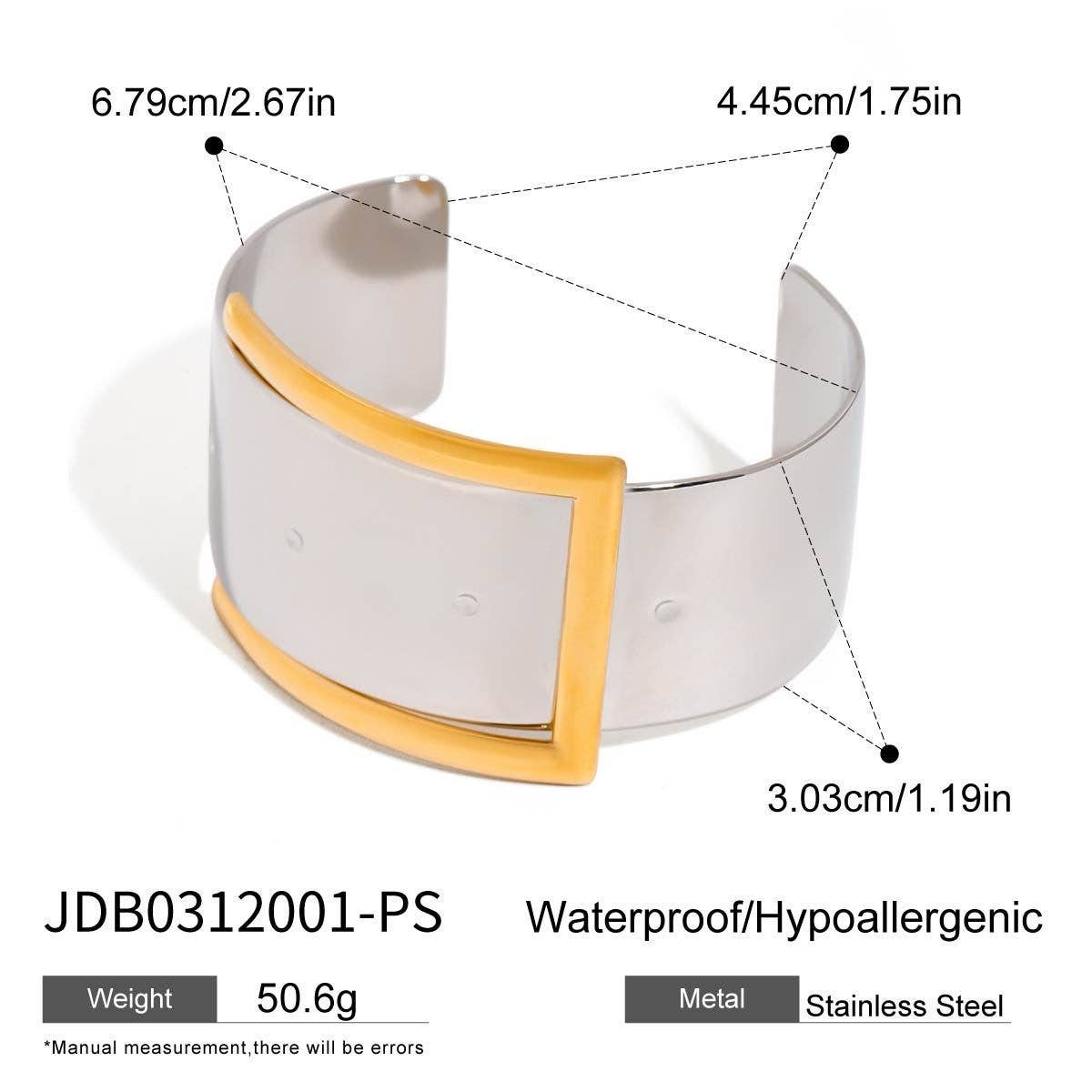 18K GOLD SILVER TWO TONE BELT BUCKLE OPEN BANGLE_CWAJE4725