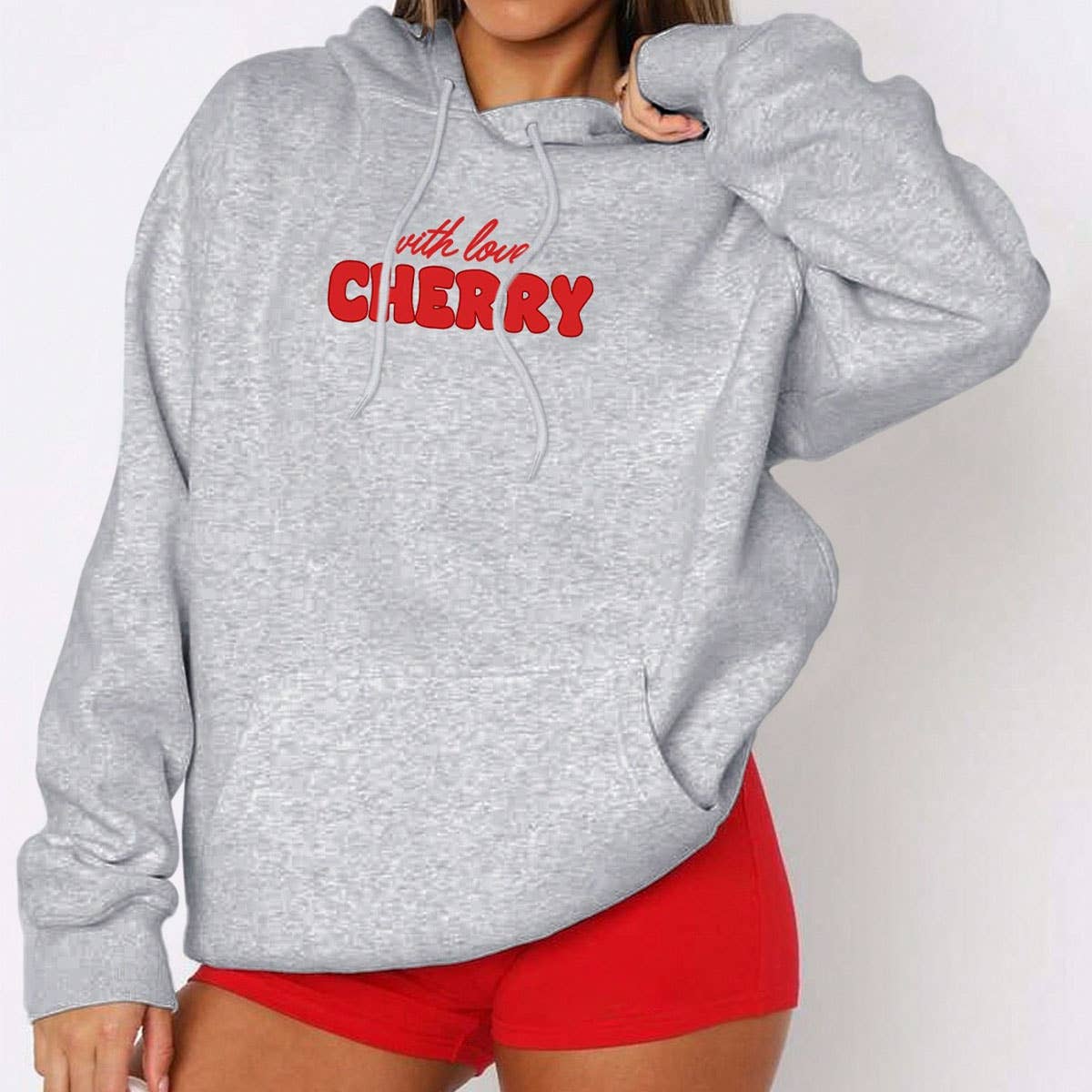 Women's hooded monogram print long-sleeved hoodie