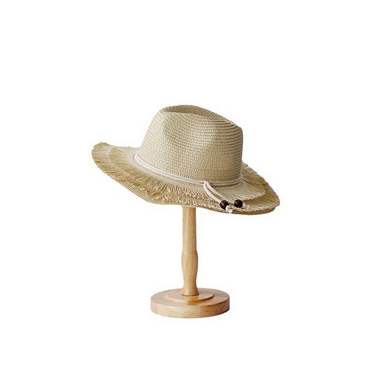 Summer women's wide brim fur-rimmed sun hat_CWAH3505