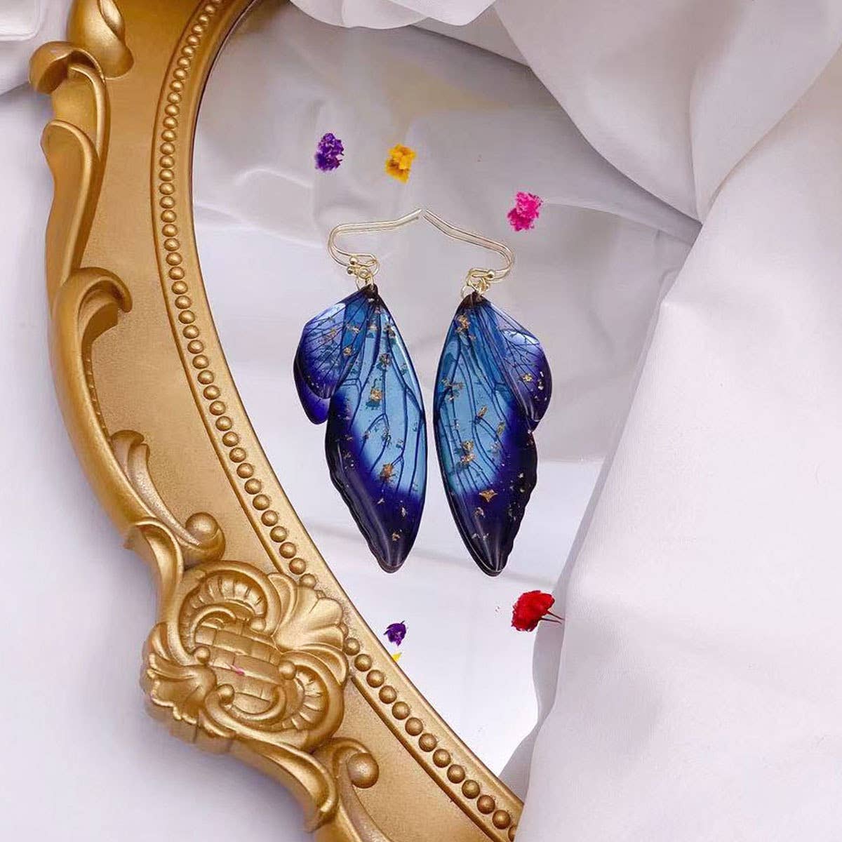 S925 Silver Cicada Wing Wing Butterfly Earrings