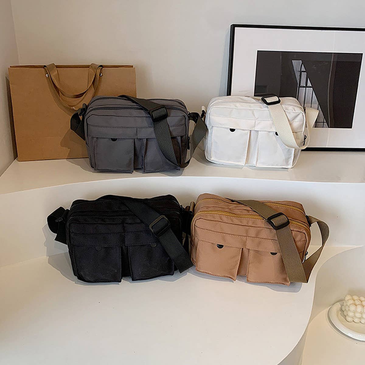 SOLID COLOR SIMPLE COOL COUPLE SHOULDER BAG_CWAB2450