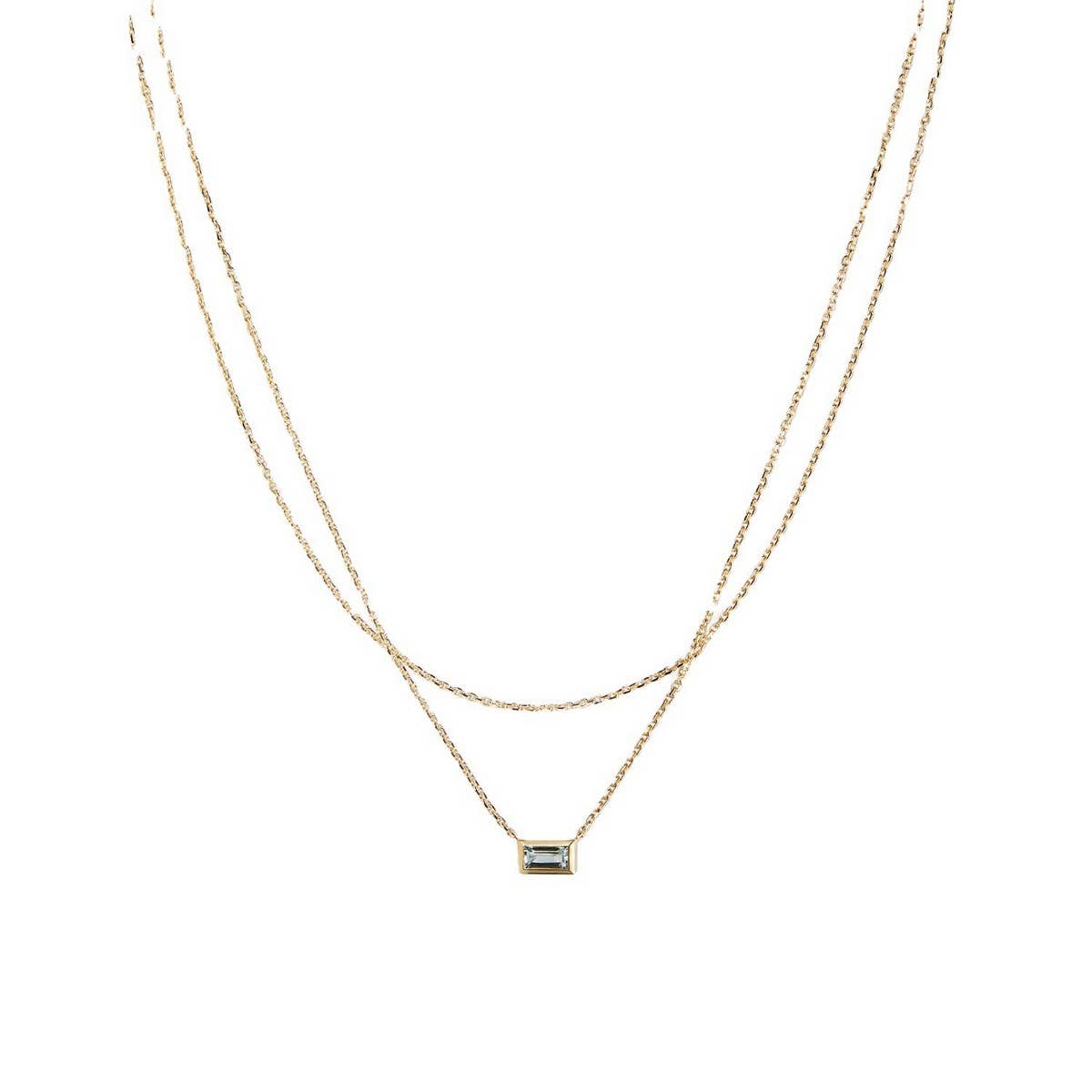 Simple double-layer cube zircon necklace_CWMM5665