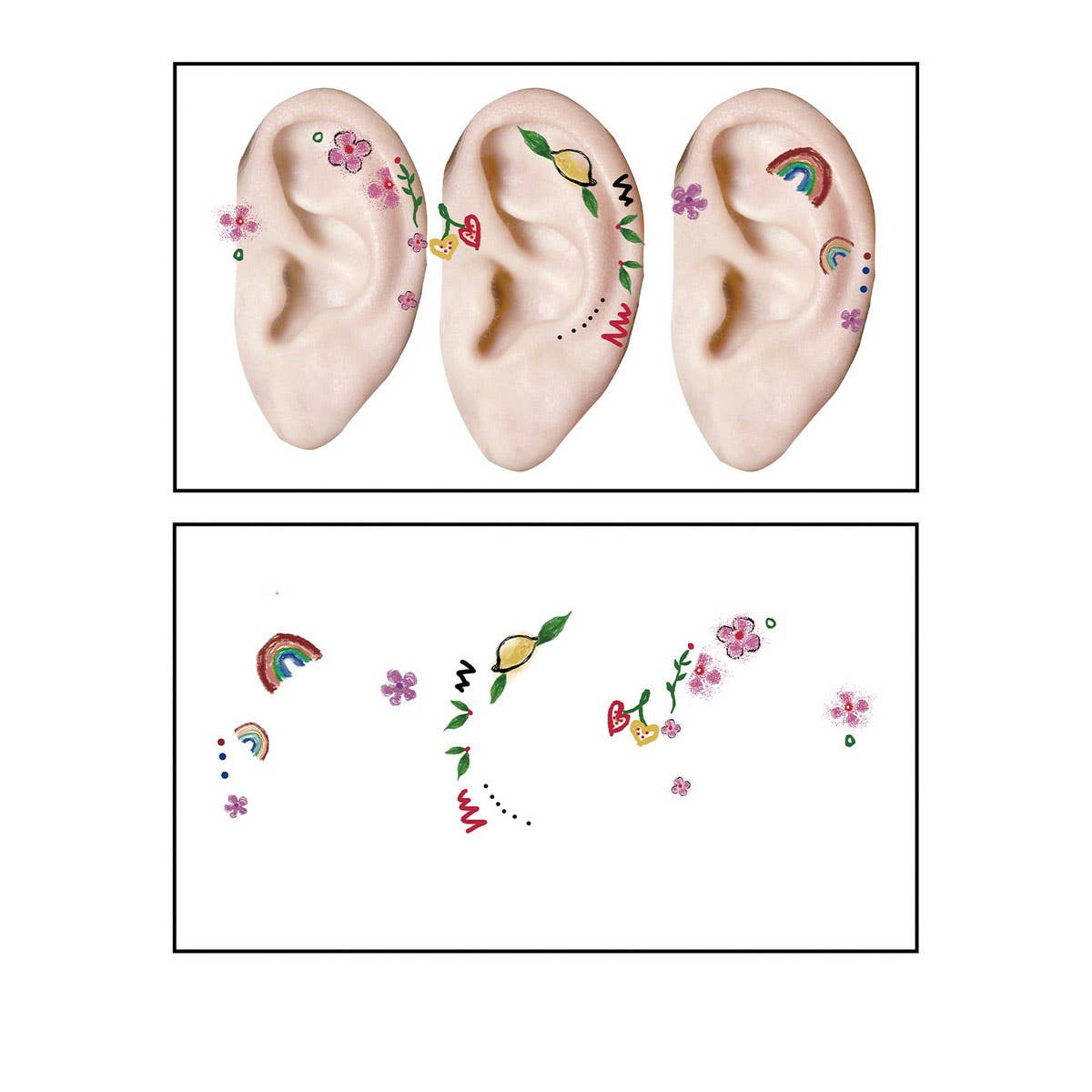 Cute Cartoon Ear Tattoos ? Waterproof Sticker Set
