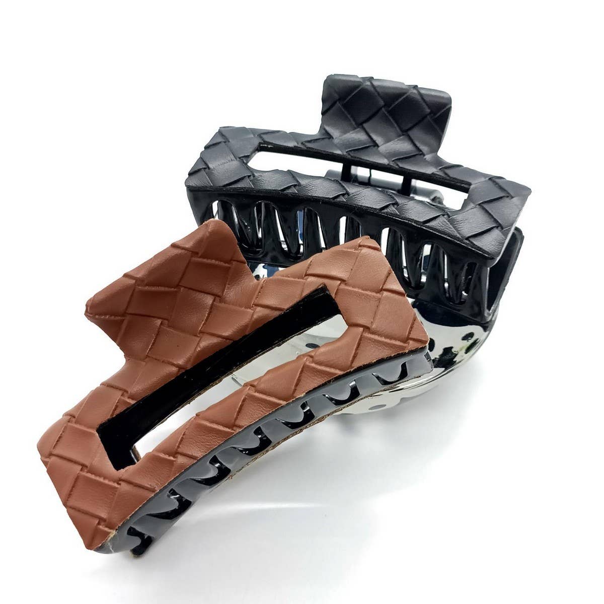 Best-Selling Tweed Style Woven PU Hair Claw_CWAHA6368