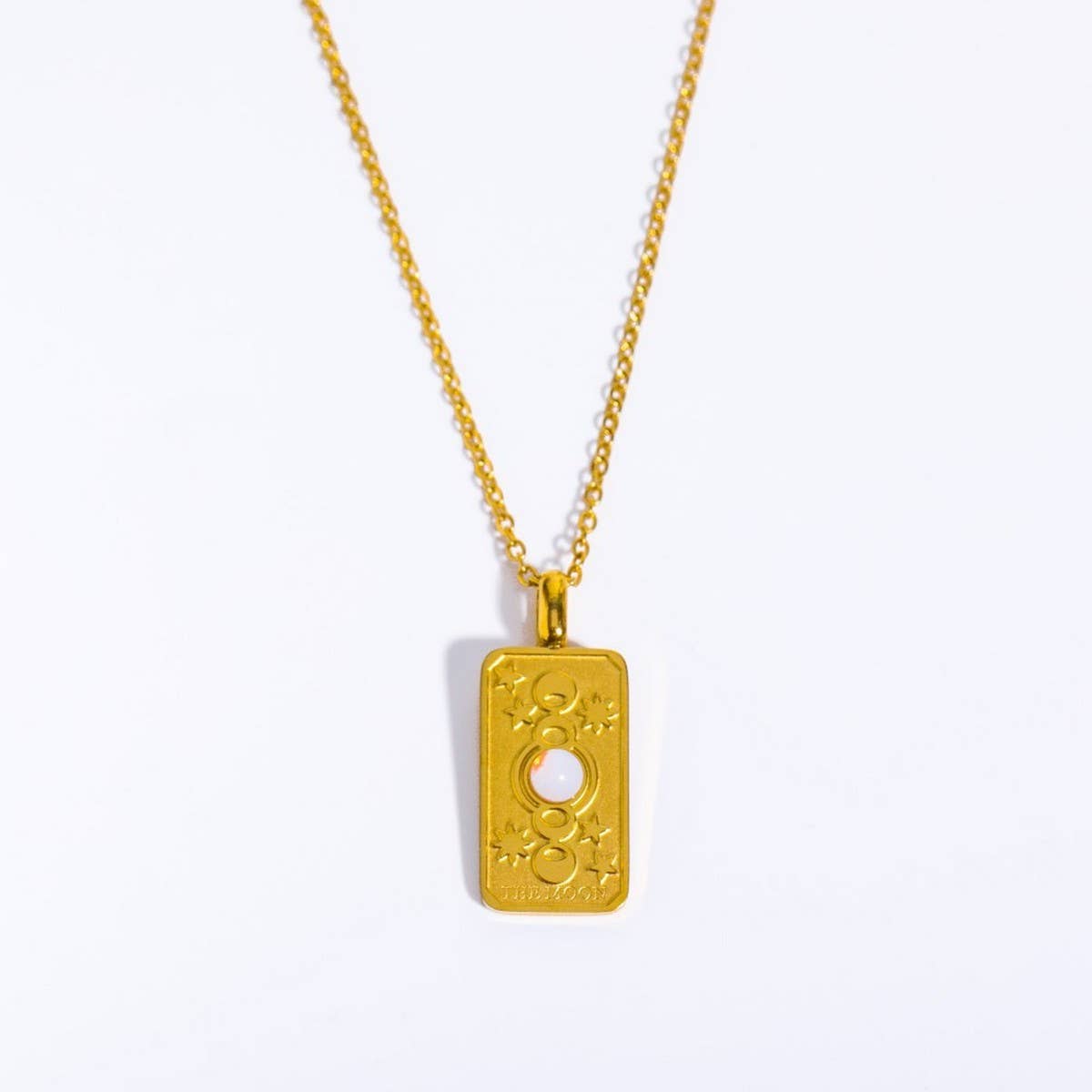 STAINLESS STEEL 3D RELIEF OPAL PENDANT NECKLACE_CWMM3908