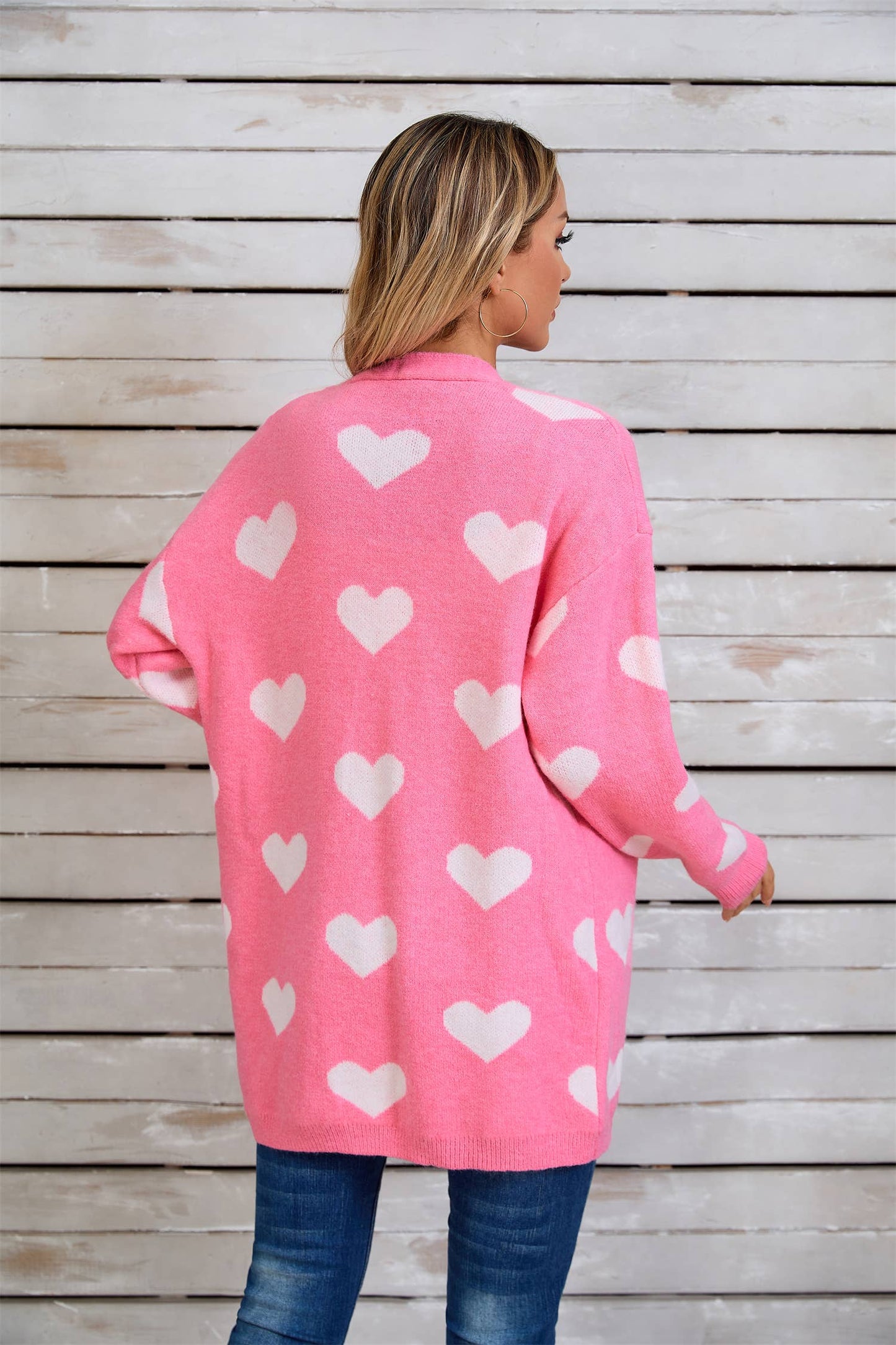 VALENTINE'S DAY COLOR CONTRAST LOVE CARDIGAN