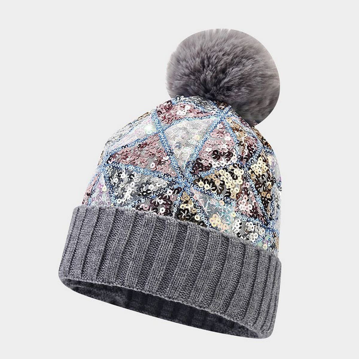 FASHIONABLE COLORFUL SEQUINED KNITTED HAT_CWAH2130
