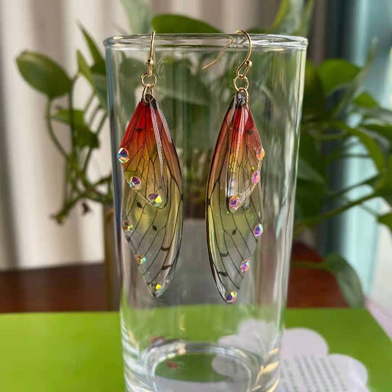 S925 Silver Cicada Wing Wing Butterfly Earrings
