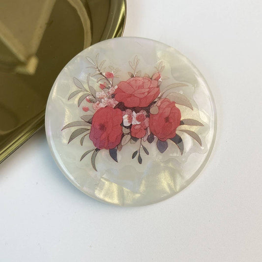 Small Round Mirror with Acrylic Pattern for Makeup_CWMM6385